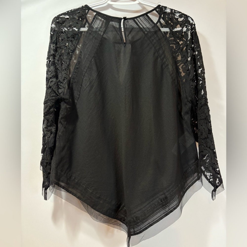 BCBGMaxAzria Black Mesh Detail Top